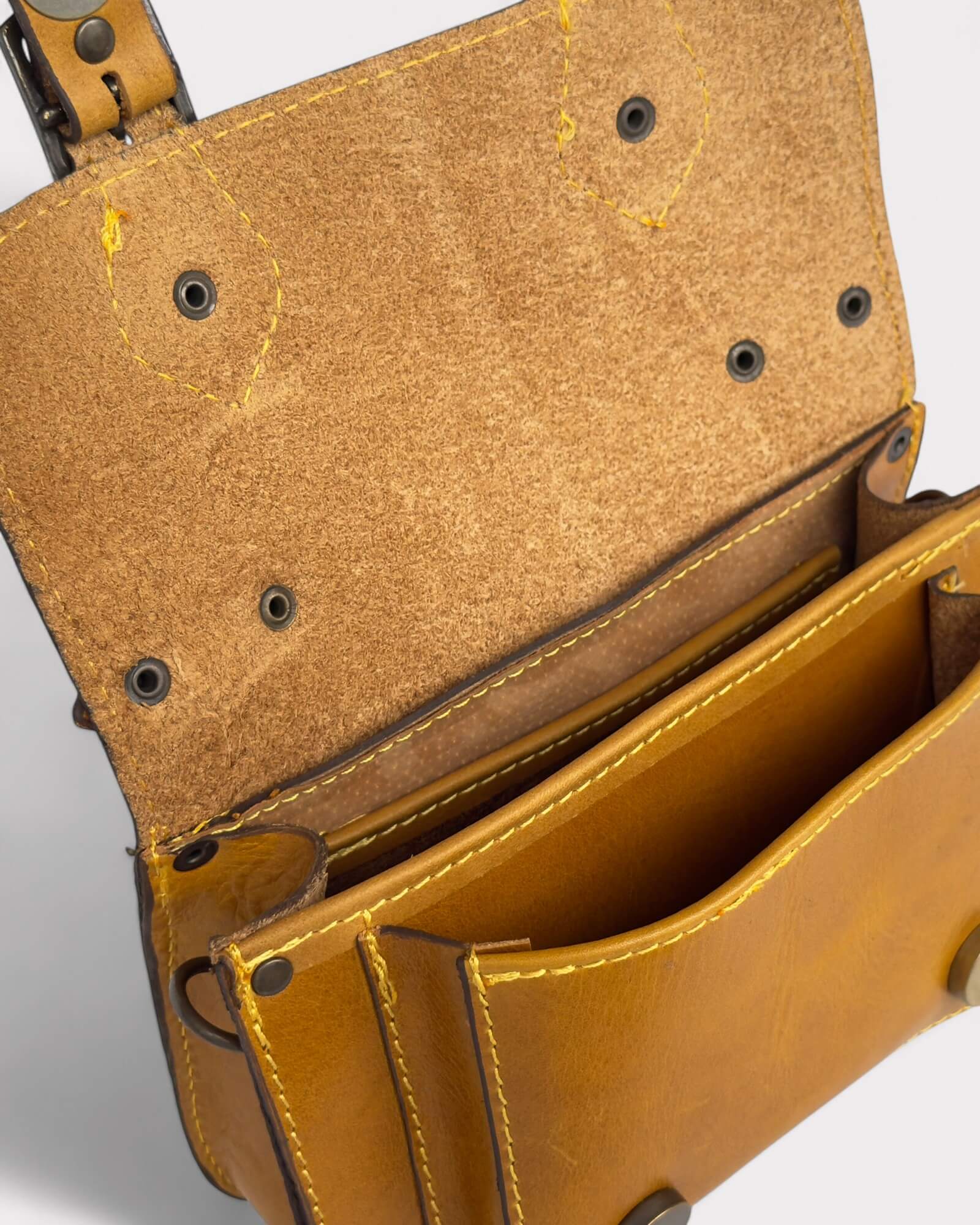 Mini Tan Leather Satchel – Handmade Crossbody Bag