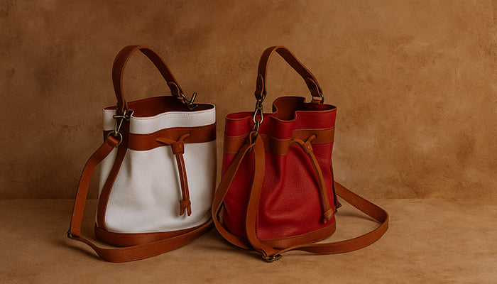 banner of two artisan bucket bags