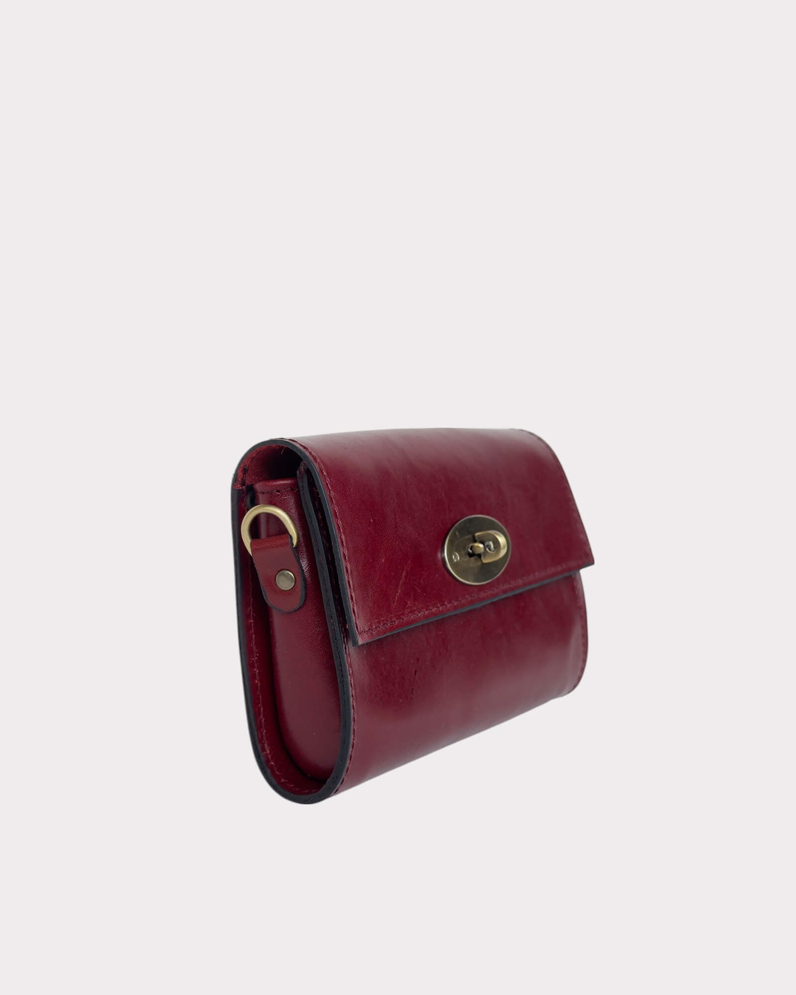 Mini Leather Burgundy-Red Crossbody Clutch – Handmade Artisan Phone Purse