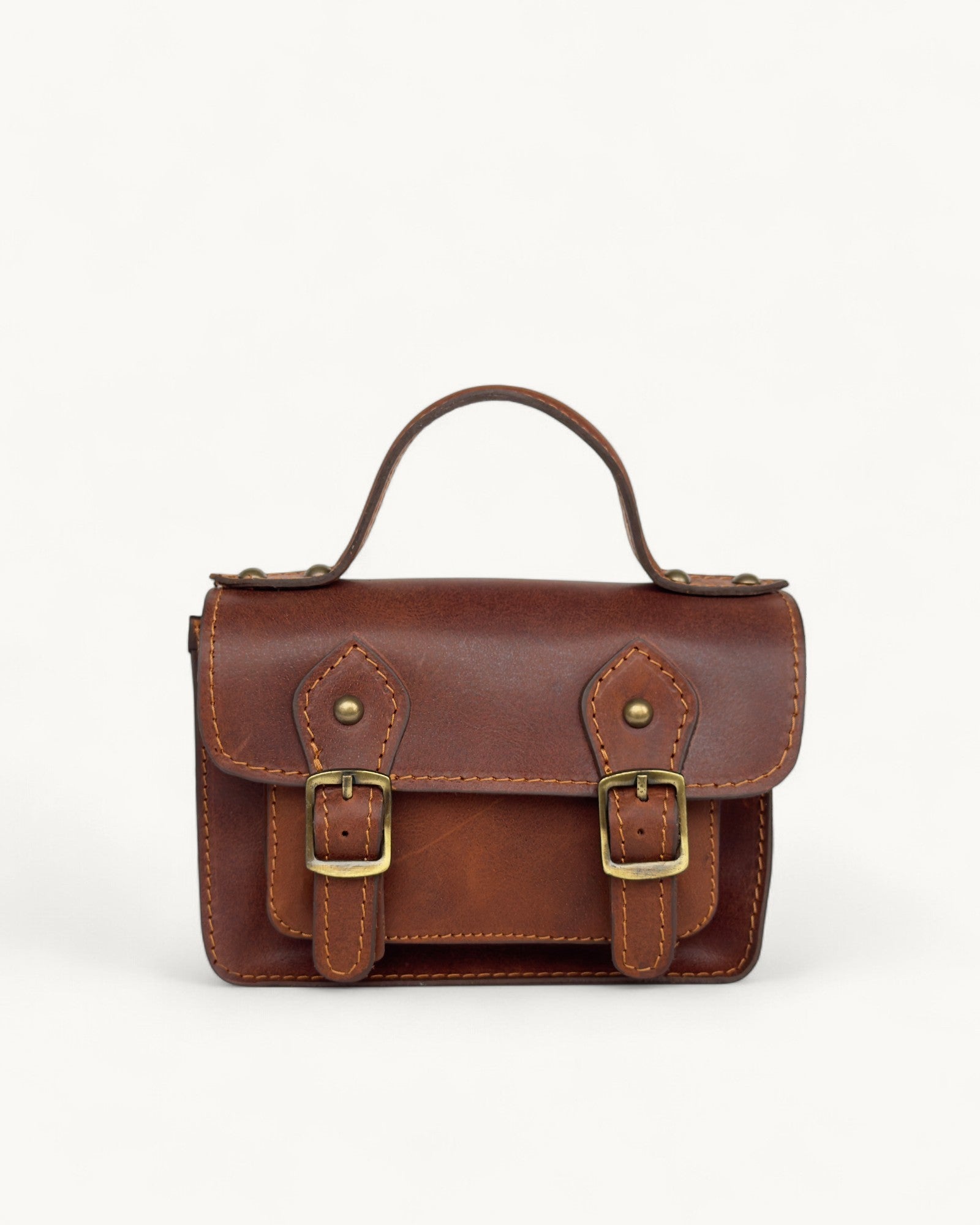 Mini Brown Leather Satchel – Handmade Crossbody Bag