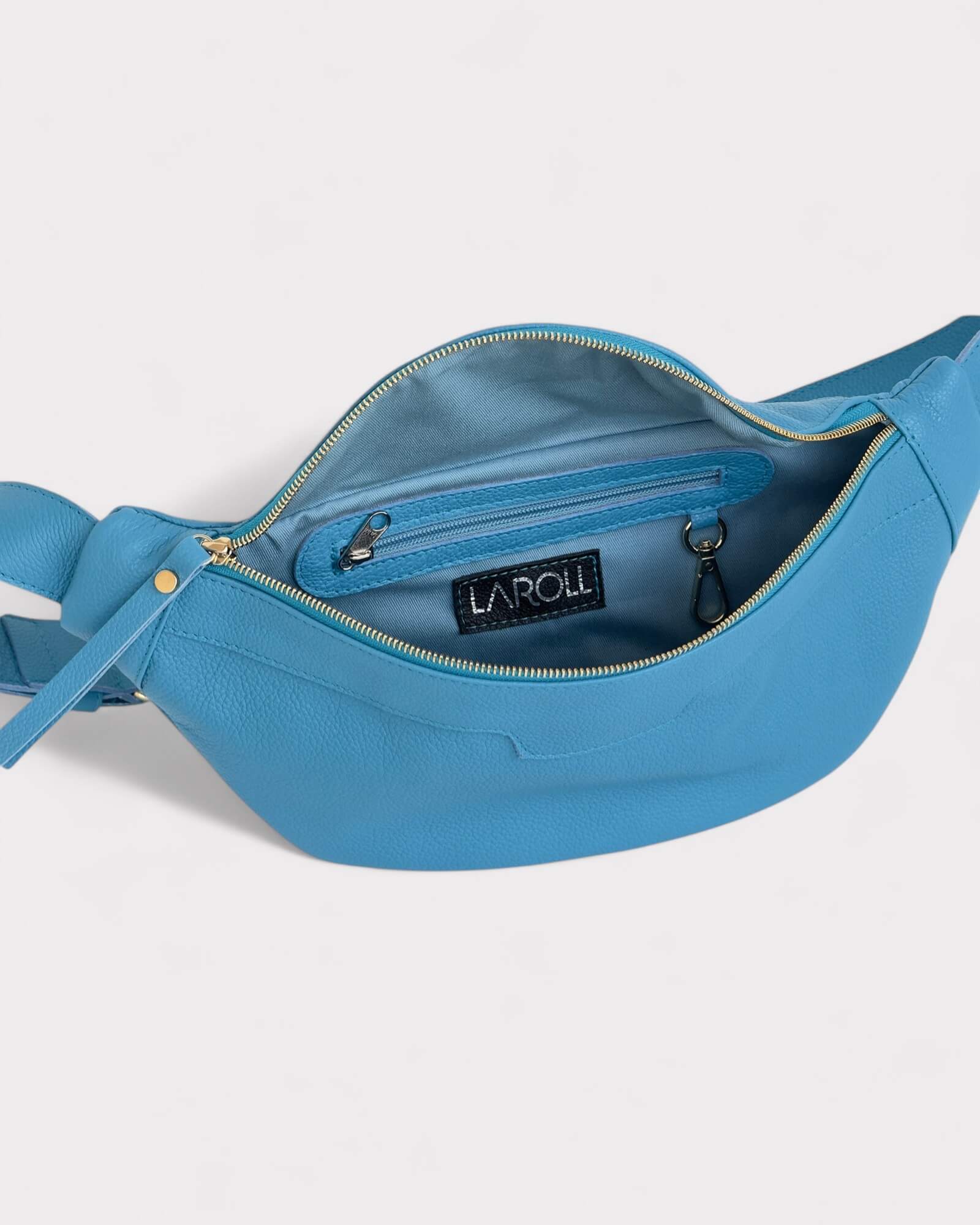 Medium Blue Leather Sling Bag - Slouchy Crossbody Fanny Pack