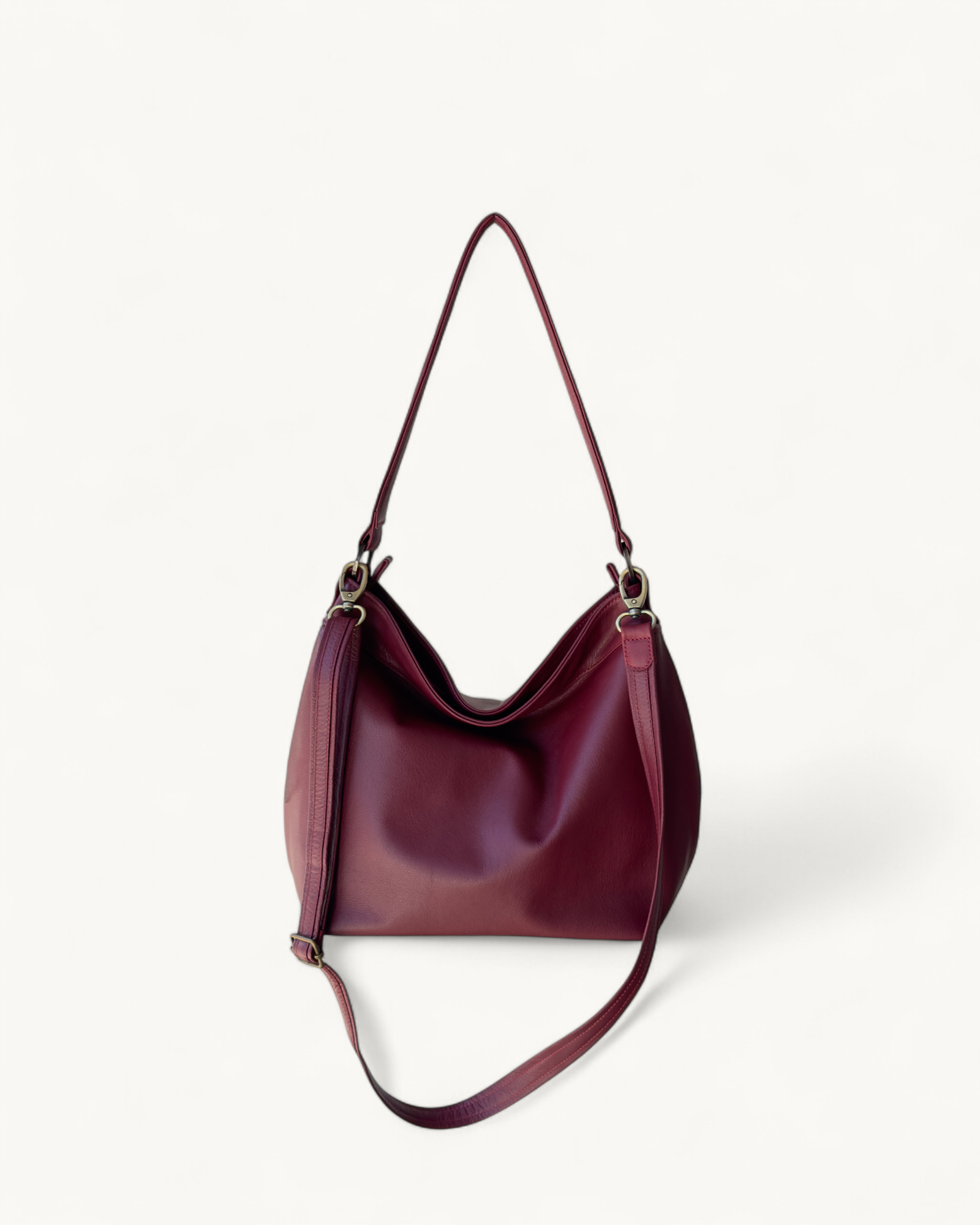 Red handbag on a white background
