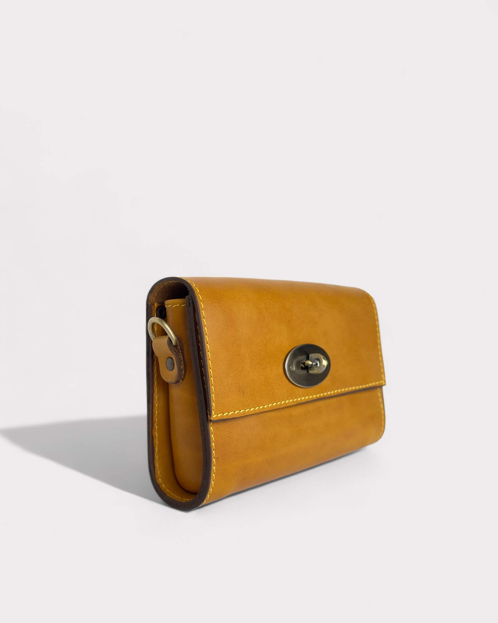 Mini Leather Tan Crossbody Clutch – Handmade Artisan Phone Purse