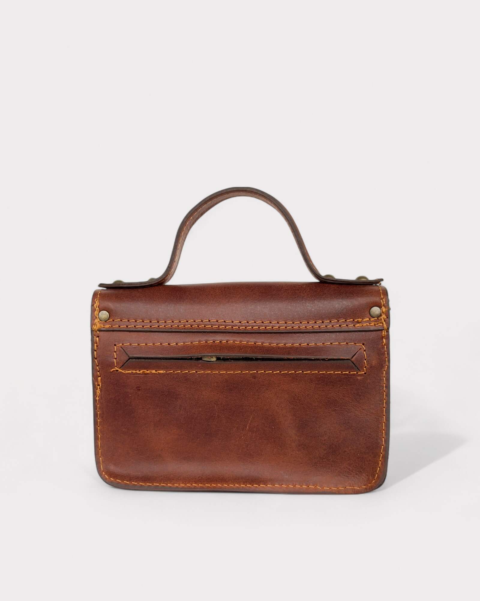 Mini Brown Leather Satchel – Handmade Crossbody Bag