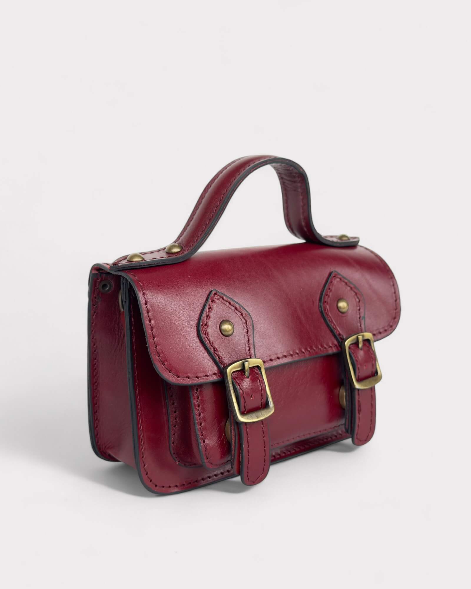 Mini Red Leather Satchel – Handmade Crossbody Bag